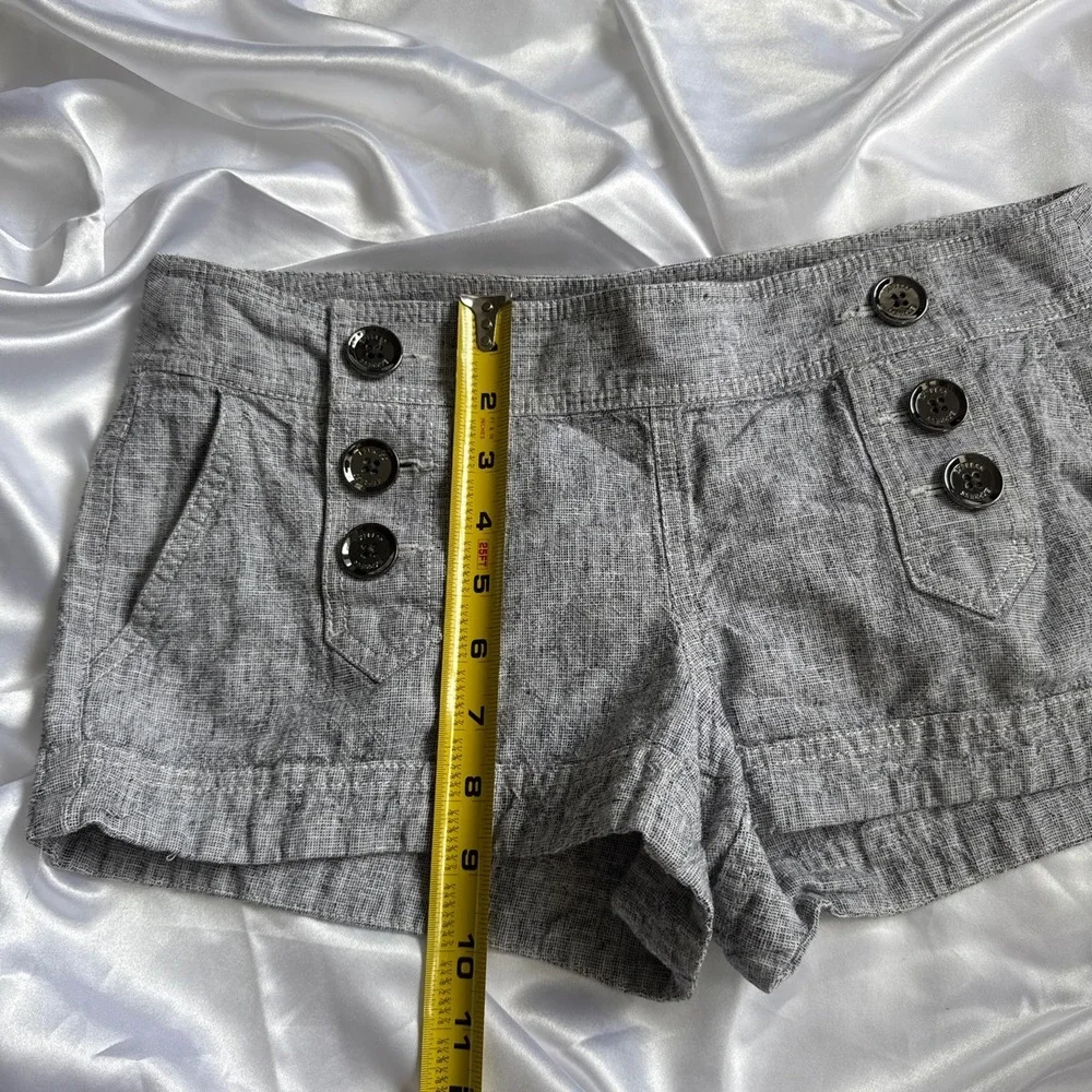 Express Gray Marl Linen Blend Sailor Shorts Button Front Nautical Womens Size 12